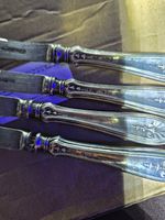 98.4g Sheffield Solid Silver 925 Hallmarked Table Cutlery Knives Set o 4 Rework?