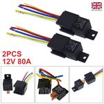 2Pcs 5 Pin Relay with Socket Car 12V 80A AMP DC SPDT ON/OFF Switch Control Kits
