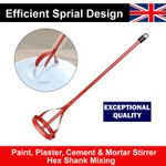Red Drill Mixer Paddle Paint, Plaster, Cement & Mortar Stirrer Hex Shank Mixing
