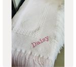 Personalised Embroidered Baby Shawl Blanket Blue Or Pink, New Baby Personalised