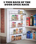 Spice Herb Jar Rack 5 Tier Holder Kitchen Stand Door Cupboard Wall Storage Unit