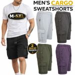 Mens Cargo Fleece Shorts Sweat Summer Jogger Plain Jersey Jogging Zip Pocket New