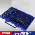 80PC Magnetic Impact Nut Driver Set Metric & SAE with Adapter 1/4'' Quick Change
