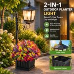 Outdoor Solar Lamp Post with Planter Light Garden Wall Sconce Waterproof UK