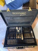 Vintage German Luxury – Solingen 84-Piece Partially Gold-Plated Cutlery Set