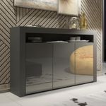 Sideboard  Media Cabinet 155cm  Dark Grey Matt Body Gloss Doors LUNARO