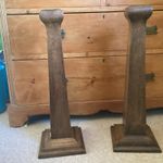 A LARGE PAIR OF  ARTS AND CRAFTS OAK CHURCH CANDLESTICKS 1952