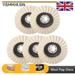 5pc 5" Wool Polishing Wheel Buffing Pad Flap Felt Disc Angle Grinder Metal 115mm