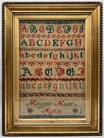 c. 1880 VICTORIAN SCOTTISH SAMPLER Maggie Muir Aged 11 NEEDLEWORK - STITCH ERROR