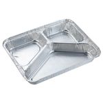 500 pcs x 3 Compartment Aluminium Foil Containers with Lids Food Storage Tray