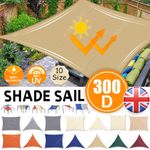 WATERPROOF HEAVY DUTY SUN SHADE SAIL GARDEN PATIO AWNING CANOPY 98% UV BLOCK