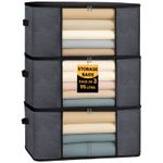 Clothes Storage Bags With Zips Collapsible Storage Box Bedding 95L Pack of 3