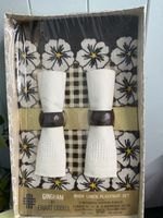 Vintage Ewart Liddell Irish Linen Placemat Set 2 Wooden Napkin Rings Gingham