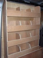 Assembled Nissan Primastar van Racking Ply Shelving  Ply Lining Tool Box