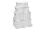 Storage Hamper Basket White Set Of 4 Paper Rope With Lid By Arpan