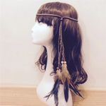 Boho Indian Feather Headband Headdress Hair Rope Headwear Tribal Hippie Party Ha