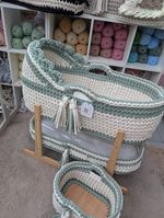 Made To Order- Crochet Moses Basket Set + 2 mattresses 5-6 Wks Processing Time