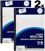 2x A4 lined Refill Pad 100 Page Notepad Memo Writing Ruled Student Office School