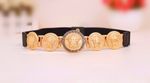 Vintage Women's Gold Head Metal Elastic Stretch Waistband Wide Belts Buckle UK