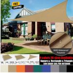 UK HEAVY DUTY SUN SHADE SAIL GARDEN PATIO AWNING CANOPY 98% UV BLOCK WATERPROOF