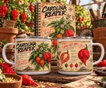 Carolina Reaper Enamel Mug: Vintage Botanical Study