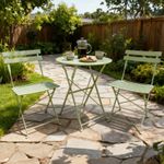 Sage Green Bistro Set 2 Seater Table & Chair Outdoor Patio Garden Metal