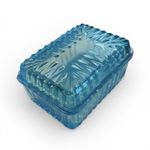 1930s Vintage Blue Glass Butter Box Belgium With Unique Design 