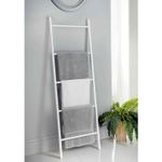 Wooden Bathroom Towel Ladder White Freestanding Rack Storage Shelf Modern Decor