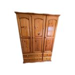 Solid Pine Wooden Wardrobe / Storage Cupboard – Natural Wood Finish – Used