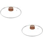 2Pcs Reusable Frying Pan Glass Lids with Vent Hole Multi Function Pot Covers