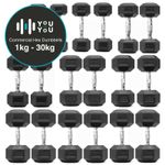 Hex Dumbbells Weights Rubber Encased Cast Iron Home Gym Weights Sold In Pairs