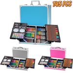 145pc Artists Aluminium Art Case Colouring Pencils Painting Set Childrens/Adults