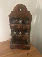 18th Century Oak Spoon Rack With Six Pewter Spoons