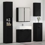 Bathroom Furniture Set 3 pcs Black Oak Engineered Wood