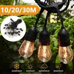 10-30M Festoon String Light Mains Powered E27 S14 LED Bulbs Outdoor Garden Light