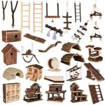 Natural Small Animal Toys Accessories Wooden Ladder Treat Mouse Hamster Rat