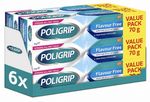 Poligrip Flavour Free Denture Fixative Cream Value Pack of 6 x 70g Strong Hold