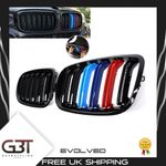 FITS BMW X5 E70 X6 E71 08-13 GLOSS BLACK WITH COLOUR DOUBLE SLAT KIDNEY GRILLE