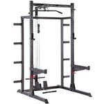 GM2 Half Power Rack Squat Cage with Cable Pulley System Home Gym Storage Spotter