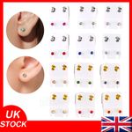 12 Pairs Medical Earrings Piercing Tool Ear Stud Surgical Steel Ear Studs UK