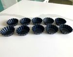 10x Non-Stick Round Black Metal Fluted Tartlet Tins 6cm x 3cm