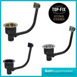 Kitchen Sink 90mm Strainer Waste Top Fix with Overflow Chrome / Black / Brass