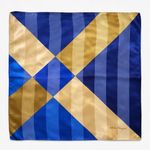 Salvatore Ferragamo Blue Gold Silk Scarf 84x84 Square Geometric Italy