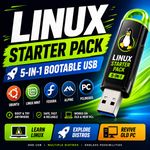 Linux Starter Pack 5-in-1 Bootable USB Drive Ubuntu Mint Fedora Alpine USB Stick