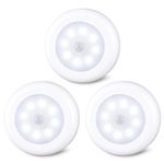 STAR-SPANGLED 3.1” LED Motion Sensor Light Indoor AA Battery, 3 Pack White
