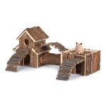 PETLICITY Wooden Hamster Climbing House with Tunnels
