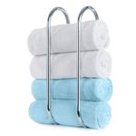 LIVIVO Chrome Bathroom Towel Holder Shelf with Storage Rail Rack