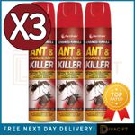 3 x ANT KILLER SPRAY 300ML INDOOR OUTDOOR COCKROACHES BEETLES INSECTS BUGS NEW