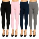 Womens Full Length Cotton Leggings Elastic Waist Stretchy Pants Casual Wear Gym