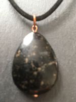 Shungite Pendant Necklace Adjustable Cord Pyrite Copper EMF Protection Gift